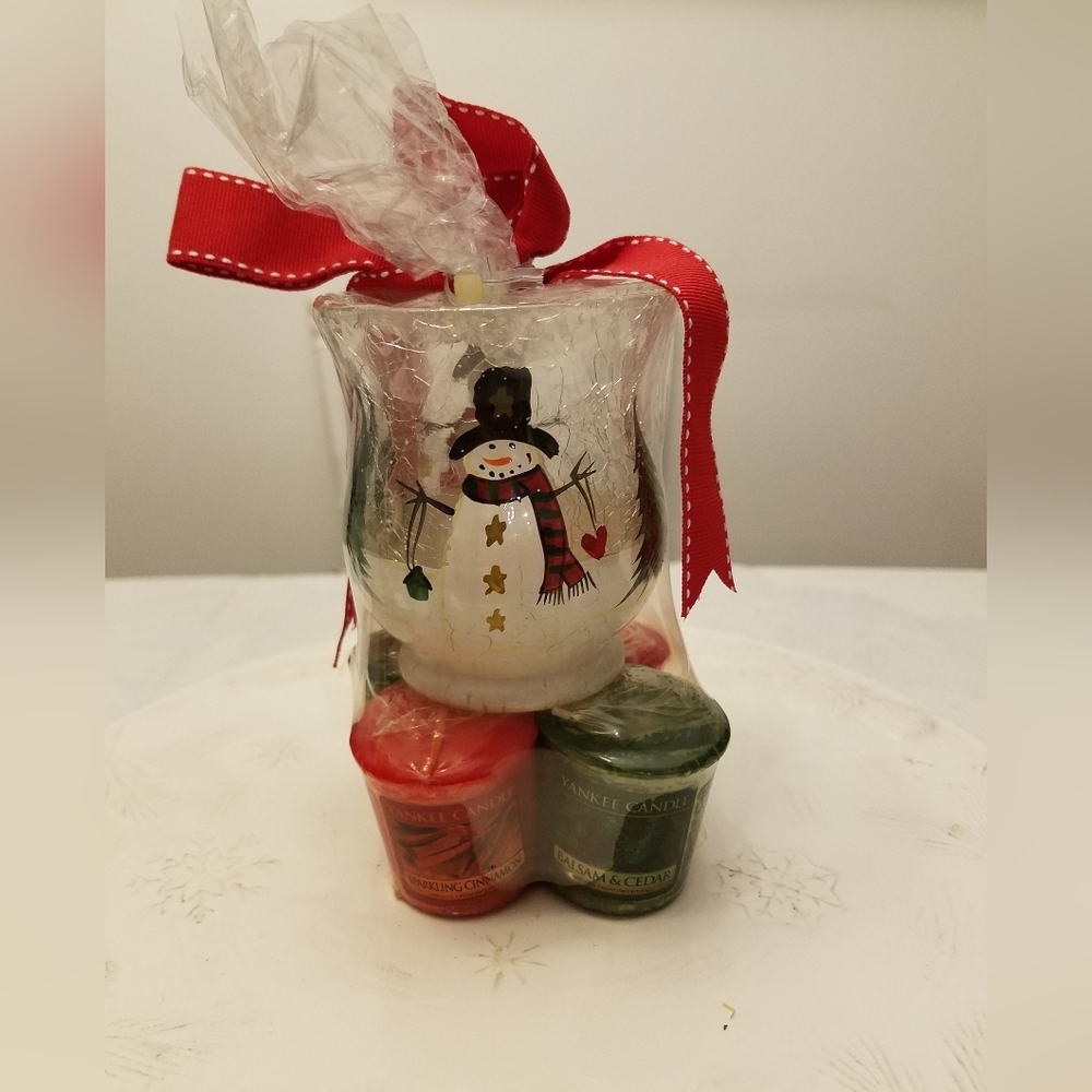 Yankee Candle Co Snowman Votive Holder Candles